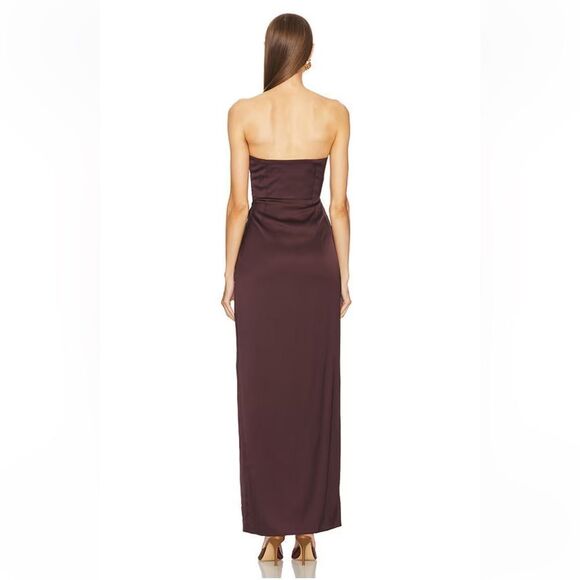 NWT Michael Costello x REVOLVE Dimity Gown Chocolate Brown satin maxi gown XS - Picture 3 of 10